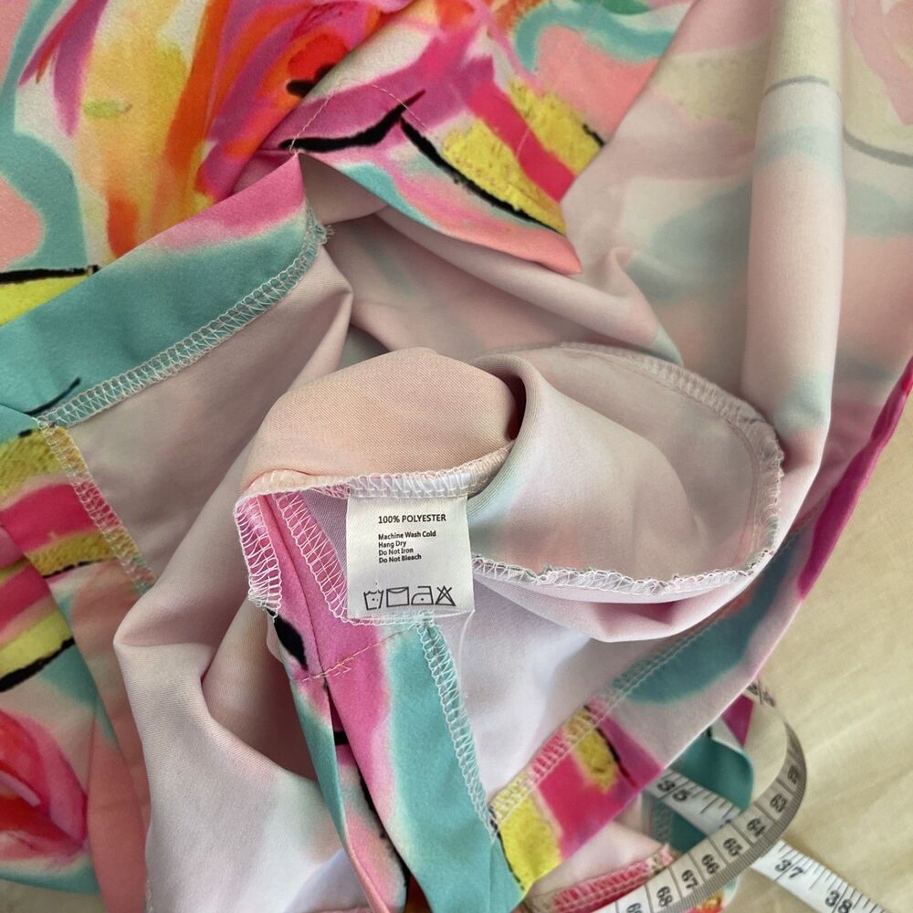 Amanda Johnson Studio Dress Tunic Cover Up Pockets Colorful Flamingo L - Picture 8 of 8